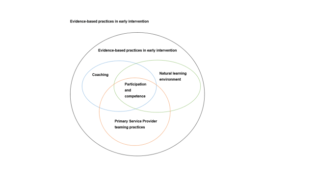 A chart showing evidence based practices in early intervention