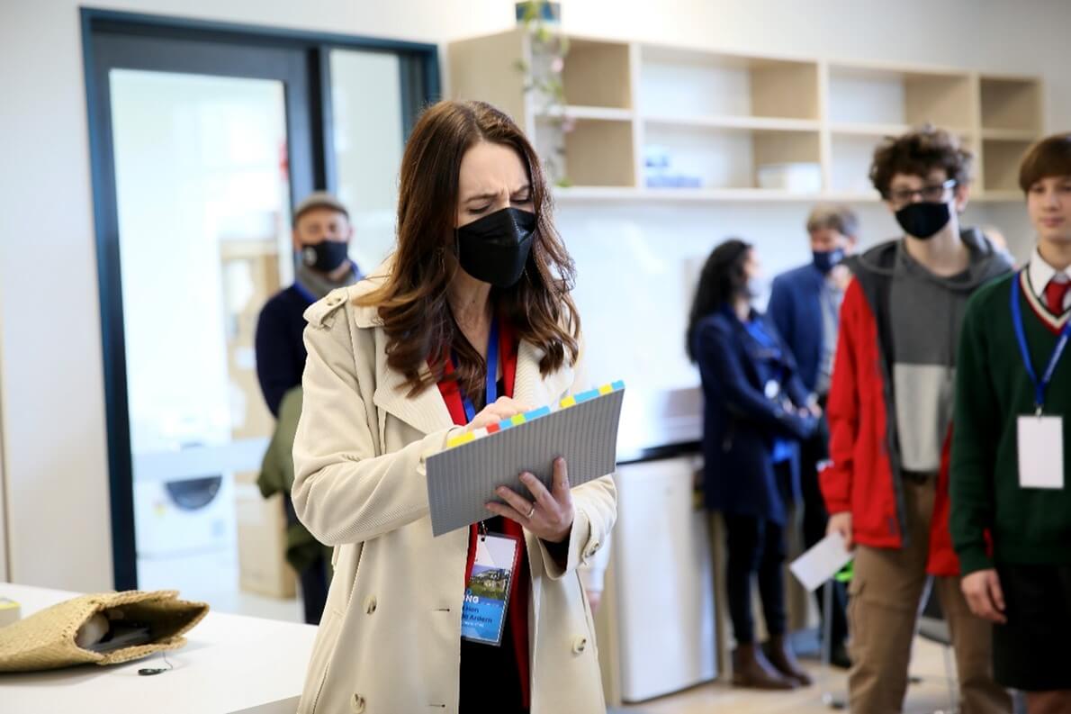 The Prime Minister exploring the LEGO Braille bricks